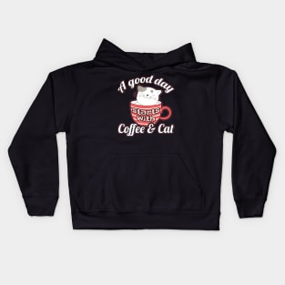 Cat and Coffee Kitty Mom Cat Lady Kids Hoodie